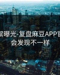 幕后花絮曝光-复盘麻豆APP官网：你会发现不一样