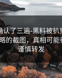 我反复确认了三遍-黑料被扒穿了｜最容易忽略的截图，真相可能很扎心｜谨慎转发
