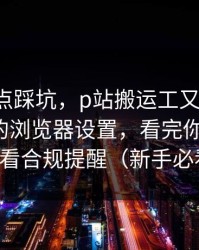 今晚差点踩坑，p站搬运工又更新了-最关键的浏览器设置，看完你就懂了，先看合规提醒（新手必看）
