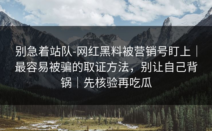 别急着站队-网红黑料被营销号盯上｜最容易被骗的取证方法，别让自己背锅｜先核验再吃瓜