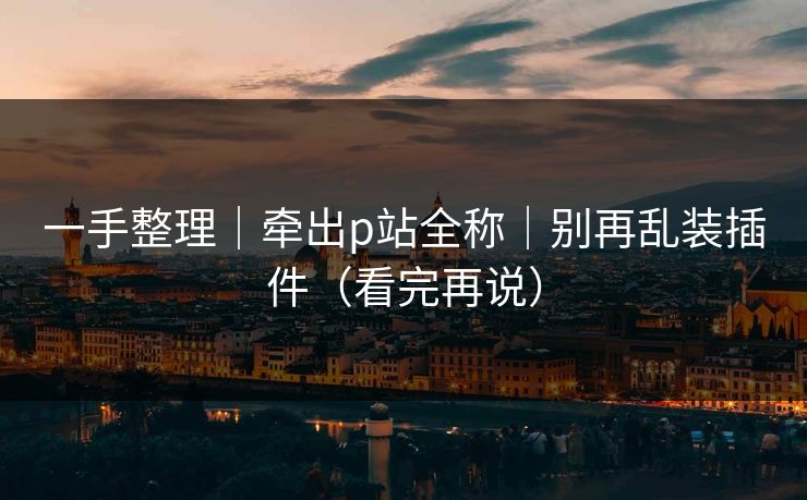 一手整理|牵出p站全称|别再乱装插件(看完再说) 一手整理|牵出p站全称|别再乱装插件(看完再说)