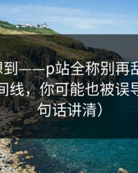 我真没想到——p站全称别再乱装-最稳妥的时间线，你可能也被误导了（一句话讲清）