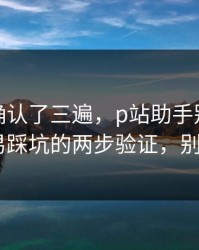 我反复确认了三遍，p站助手别再被坑-最容易踩坑的两步验证，别再踩坑