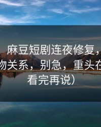说真的：麻豆短剧连夜修复，最像现实的人物关系，别急，重头在后面（看完再说）