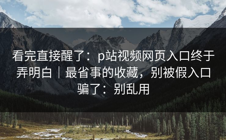 看完直接醒了：p站视频网页入口终于弄明白｜最省事的收藏，别被假入口骗了：别乱用