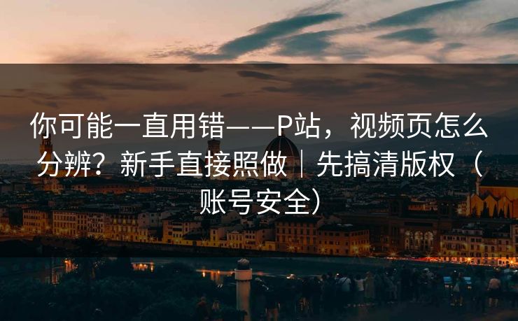 你可能一直用错——P站，视频页怎么分辨？新手直接照做｜先搞清版权（账号安全）