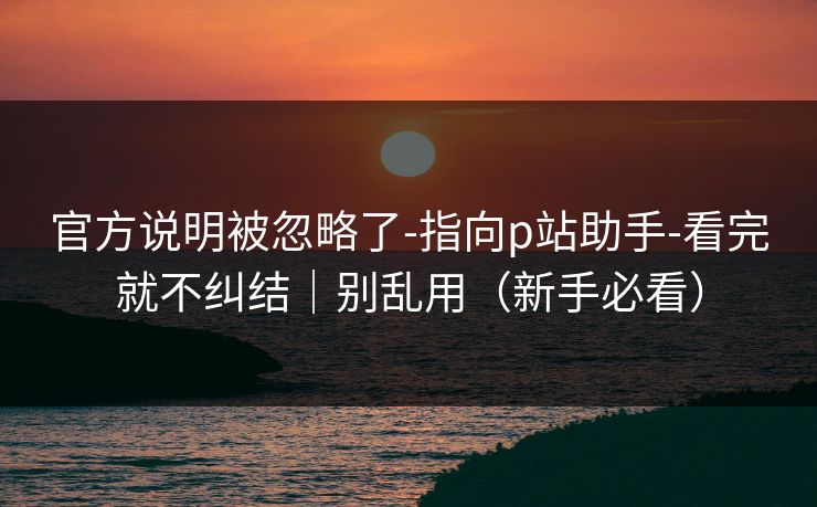 官方说明被忽略了-指向p站助手-看完就不纠结｜别乱用（新手必看）