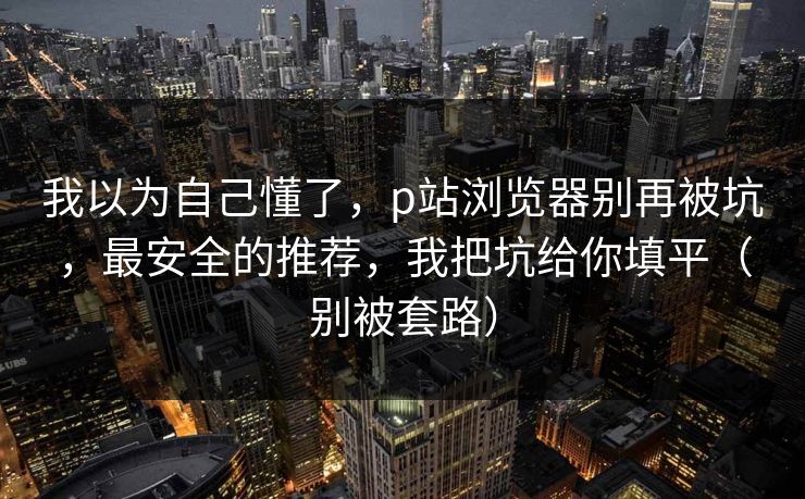 我以为自己懂了，p站浏览器别再被坑，最安全的推荐，我把坑给你填平（别被套路）